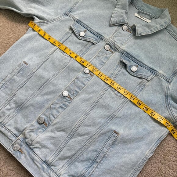 Pacsun Denim Trucker Jacket Womens L Light Wash Patchwork Quilted Cottagecore - Picture 7 of 8
